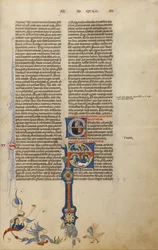 Initial P: Saint Paul Giving a Letter to a Messenger